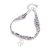 G00000-15 Sterling Silver and Ribbon Angel Bracelet Blue and White